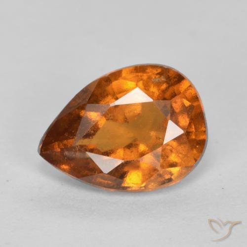 0.98ct Natural Medium-Dark Orange Hessonite Garnet, Pear Shape, VS-SI