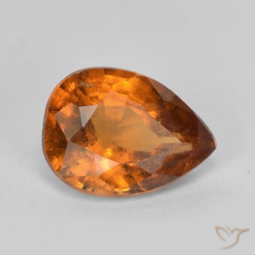 0.98 ct Orange Hessonite Garnet Stone, Natural Hessonite Garnet in Pear Facet Shape for Sale
