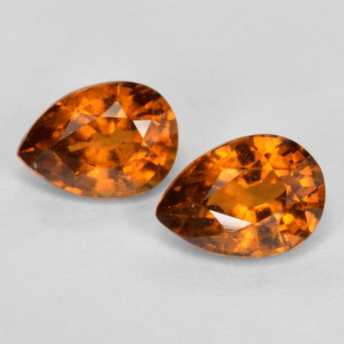 Deep Brownish Orange Hessonite Garnet Gem - 0.9ct Pear Facet (ID: 563573)
