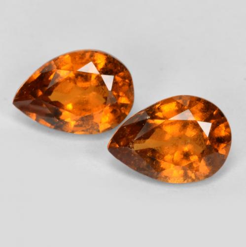 Medium-Dark Orange Hessonite Garnet Gem - 0.9ct Pear Facet (ID: 563574)