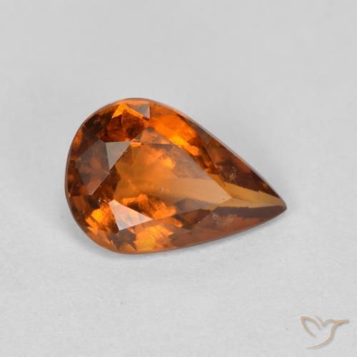 0.85 ct Orange Hessonite Garnet Stone, Natural Hessonite Garnet in Pear Facet Shape for Sale