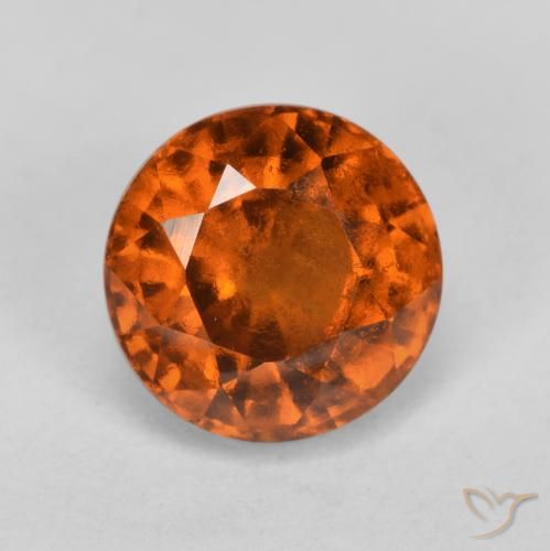 1.87 ct Orange Hessonite Garnet, 6.9 mm Round Cut From Madagascar, Photo A