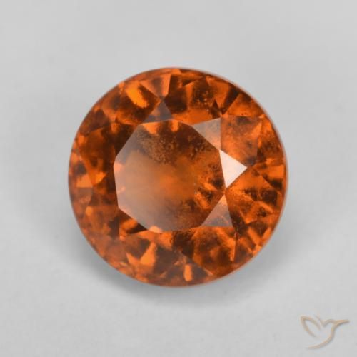 1.87 ct Orange Hessonite Garnet Stone, Natural Hessonite Garnet in Round Facet Shape for Sale