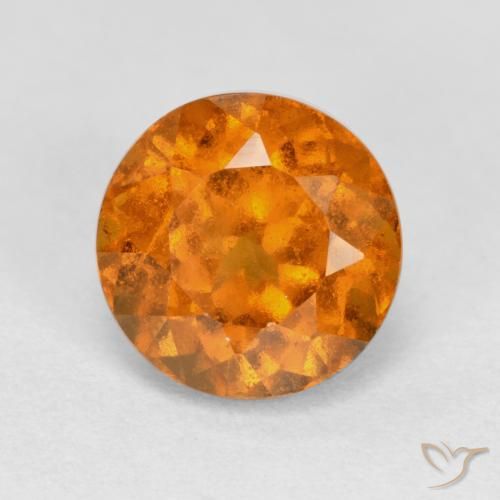 1.61ct Natural Medium Orange Hessonite Garnet, Round, VS-SI