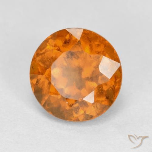 1.61 ct Orange Hessonite Garnet Stone, Natural Hessonite Garnet in Round Facet Shape for Sale