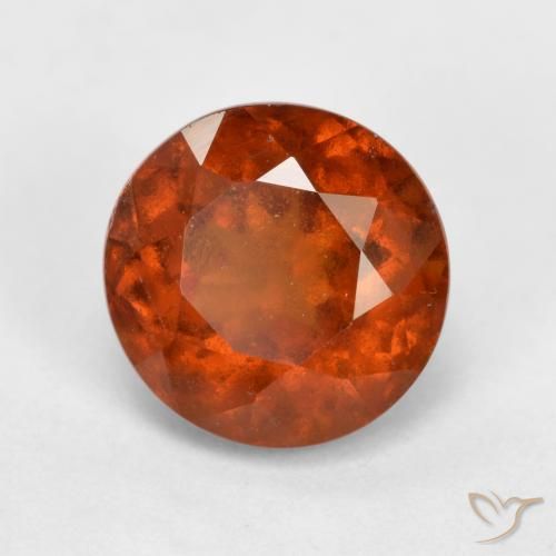 1.90 ct Orange Hessonite Garnet Stone, Natural Hessonite Garnet in Round Facet Shape for Sale