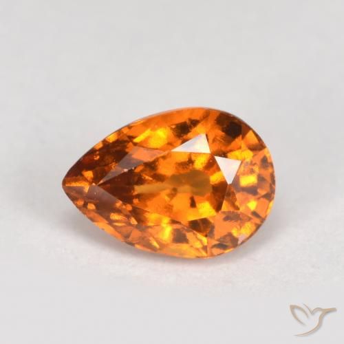 0.88ct Natural Medium Orange Hessonite Garnet, Pear Shape, VS