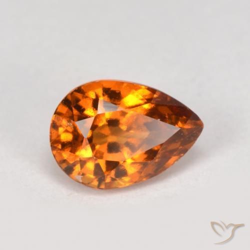 0.88 ct Orange Hessonite Garnet Stone, Natural Hessonite Garnet in Pear Facet Shape for Sale