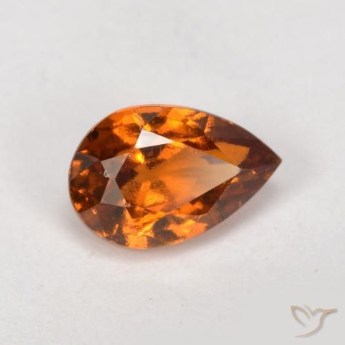 0.81ct Natural Deep Orange Hessonite Garnet, Pear Shape, VS