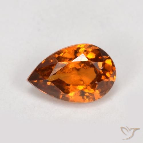 0.81 ct Orange Hessonite Garnet Stone, Natural Hessonite Garnet in Pear Facet Shape for Sale