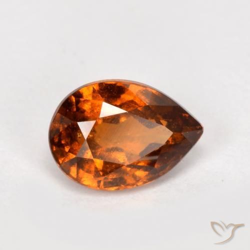 0.85ct Natural Reddish Orange Hessonite Garnet, Pear Shape, VS-SI