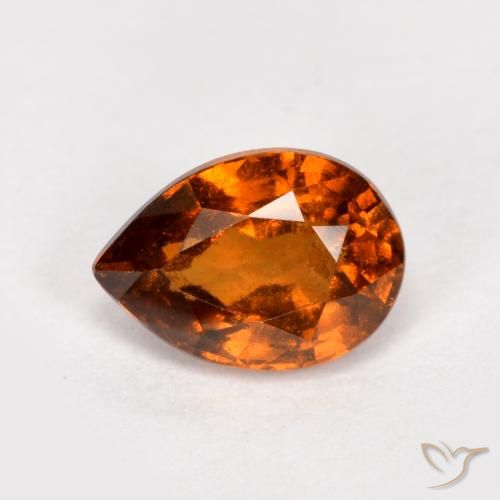0.85 ct Orange Hessonite Garnet Stone, Natural Hessonite Garnet in Pear Facet Shape for Sale
