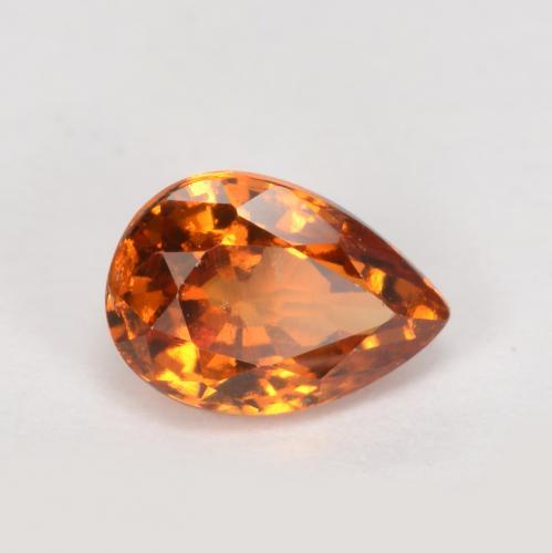 Medium-Dark Orange Hessonite Garnet Gem - 0.9ct Pear Facet (ID: 563796)