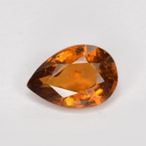 tieforange Hessonit-Granat Edelstein - 0.8ct Birnen Schliff (ID: 563798)