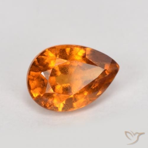 0.91ct Natural Medium-Dark Orange Hessonite Garnet, Pear Shape, VS-SI