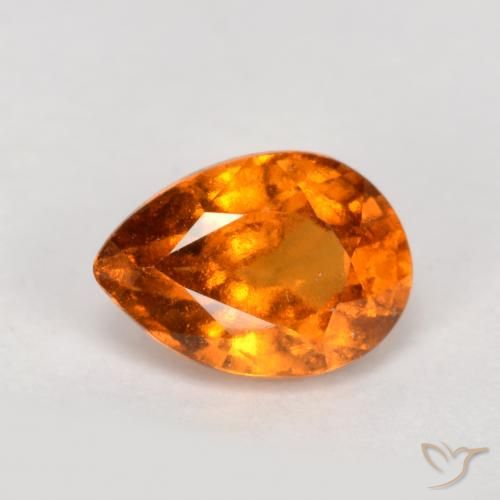 0.91 ct Orange Hessonite Garnet Stone, Natural Hessonite Garnet in Pear Facet Shape for Sale