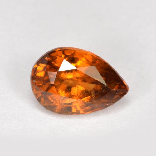 Medium-Dark Orange Hessonite Garnet Gem - 0.8ct Pear Facet (ID: 563802)