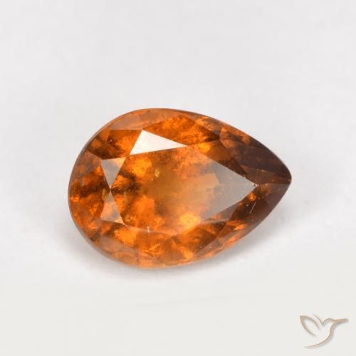 0.84ct Natural Medium-Dark Orange Hessonite Garnet, Pear Shape, SI