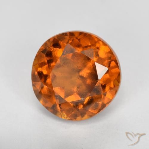 1.70 ct Orange Hessonite Garnet Stone, Natural Hessonite Garnet in Round Facet Shape for Sale