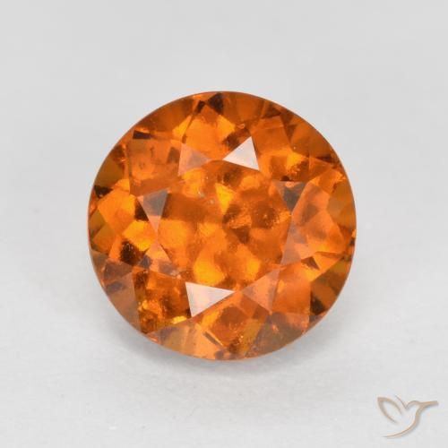 1.59ct Natural Medium Orange Hessonite Garnet, Round, VS