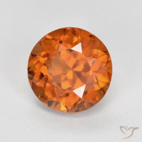 1.59 ct Orange Hessonite Garnet Stone, Natural Hessonite Garnet in Round Facet Shape for Sale