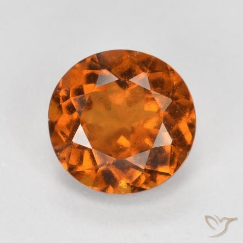 1.46ct Natural Deep Orange Hessonite Garnet, Round, VS