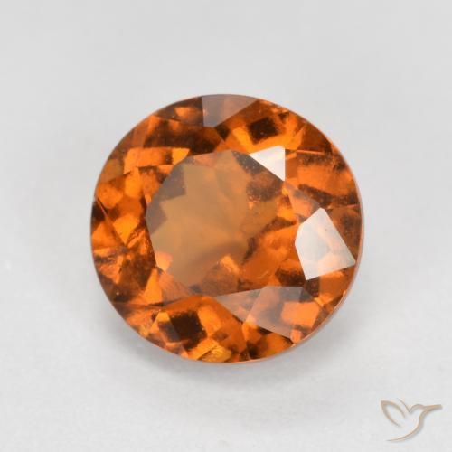 1.46 ct Orange Hessonite Garnet Stone, Natural Hessonite Garnet in Round Facet Shape for Sale