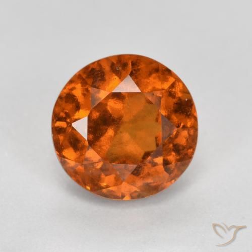 1.52ct Natural Amber Orange Hessonite Garnet, Round, VS