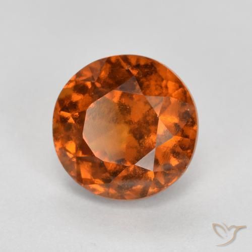 1.52 ct Orange Hessonite Garnet Stone, Natural Hessonite Garnet in Round Facet Shape for Sale