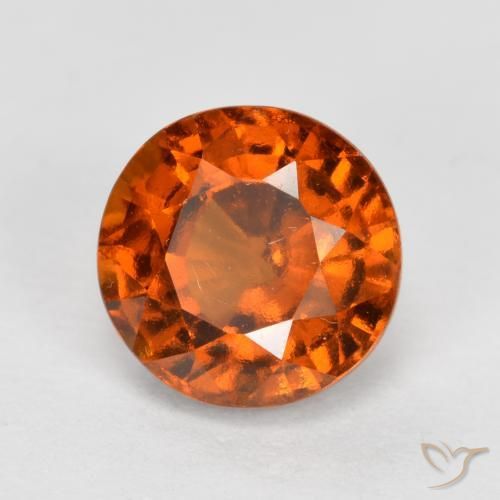 1.72 ct Orange Hessonite Garnet Stone, Natural Hessonite Garnet in Round Facet Shape for Sale