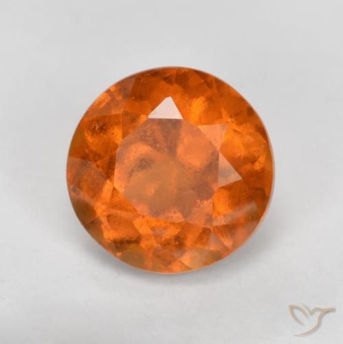 1.69 ct Orange Hessonite Garnet Stone, Natural Hessonite Garnet in Round Facet Shape for Sale