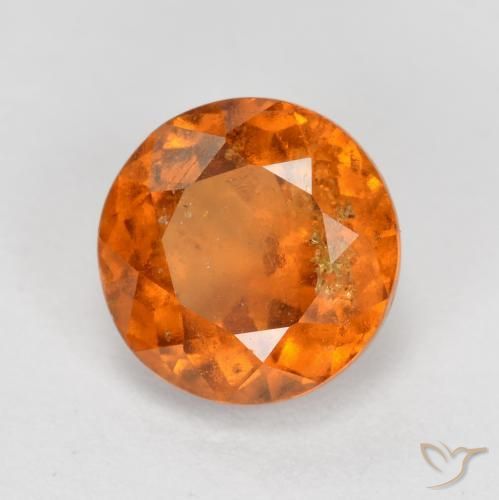 1.79 ct Orange Hessonite Garnet Stone, Natural Hessonite Garnet in Round Facet Shape for Sale