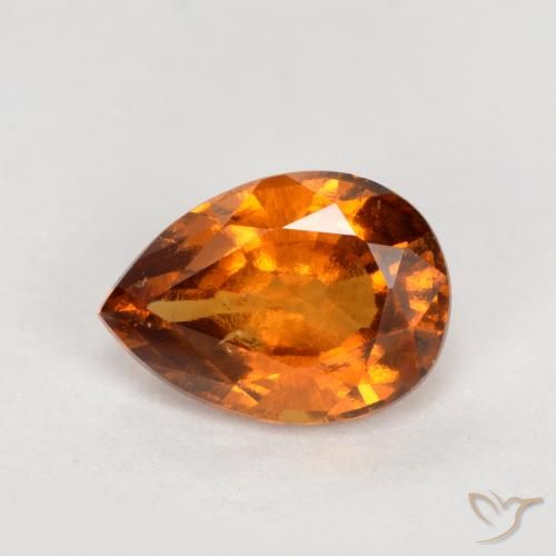 0.82ct Natural Deep Orange Hessonite Garnet, Pear Shape, VS-SI