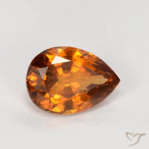 0.82 ct Orange Hessonite Garnet Stone, Natural Hessonite Garnet in Pear Facet Shape for Sale