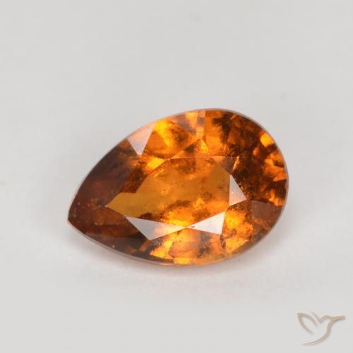 0.79ct Natural Deep Orange Hessonite Garnet, Pear Shape, SI