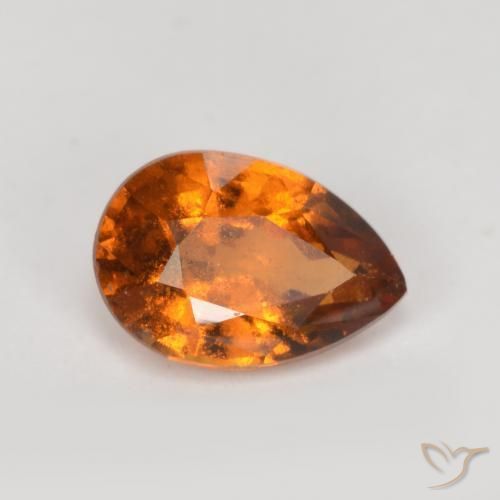0.79 ct Orange Hessonite Garnet Stone, Natural Hessonite Garnet in Pear Facet Shape for Sale