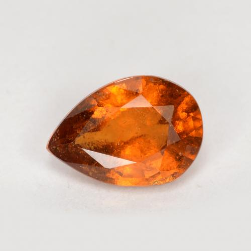 Medium-Dark Orange Hessonite Garnet Gem - 0.8ct Pear Facet (ID: 564180)