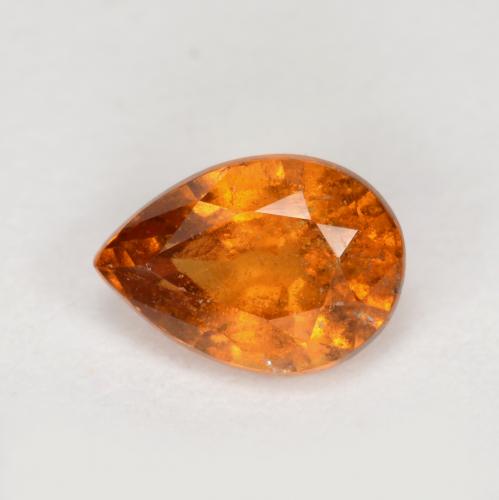Deep Orange Hessonite Garnet Gem - 0.8ct Pear Facet (ID: 564182)