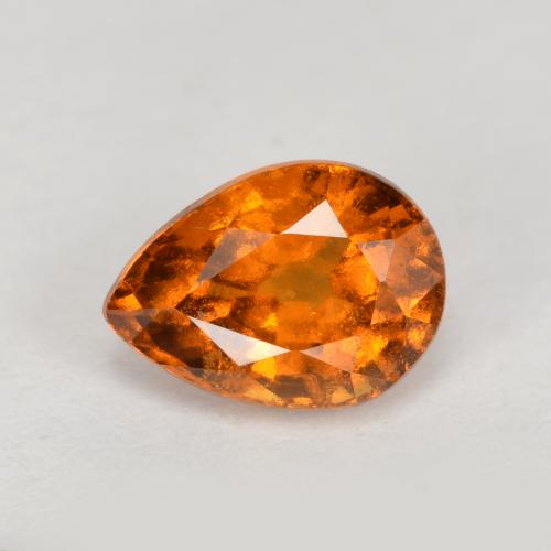 Medium-Dark Orange Hessonite Garnet Gem - 0.9ct Pear Facet (ID: 564183)