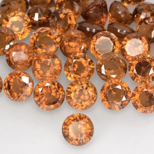 0.96 ct Orange Hessonite Garnet Stone, Natural Hessonite Garnet in Round Facet Shape for Sale