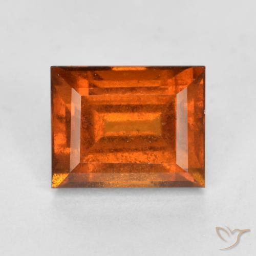 2.01ct Natural Amber Orange Hessonite Garnet, Baguette, VS-SI