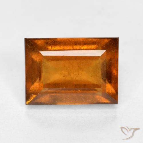 Grenat hessonite orange de 2,43 ct, taille baguette de 8,4 x 6 mm de Madagascar, Photo A