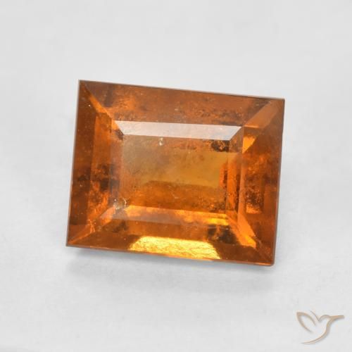 1.58 ct Orange Hessonite Garnet Stone, Natural Hessonite Garnet in Baguette Facet Shape for Sale