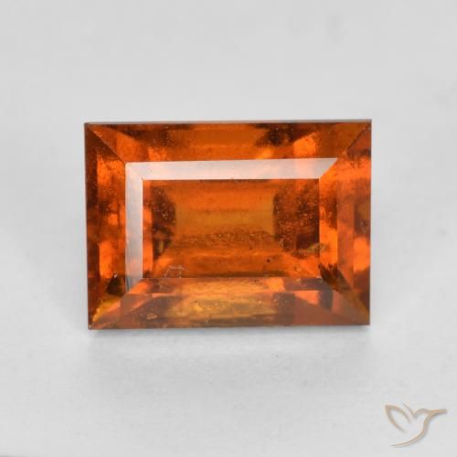 2.10ct Natural Medium Orange Hessonite Garnet, Baguette, VS-SI