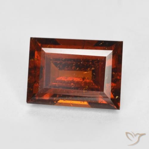 2.26 ct Red Hessonite Garnet Stone, Natural Hessonite Garnet in Baguette Facet Shape for Sale