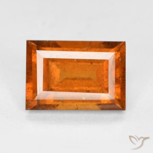 1.89ct Natural Deep Orange Hessonite Garnet, Baguette, VS-SI