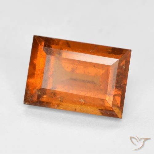 1.89 ct Orange Hessonite Garnet Stone, Natural Hessonite Garnet in Baguette Facet Shape for Sale