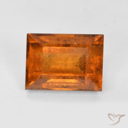 2.44ct Natural Deep Orange Hessonite Garnet, Baguette, VS-SI