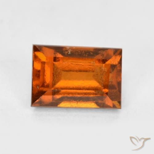1.22ct Natural Medium-Dark Orange Hessonite Garnet, Baguette, VS
