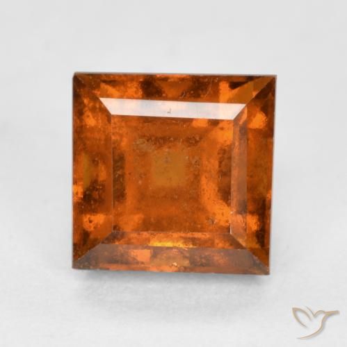 1.59ct Natural Deep Orange Hessonite Garnet, Square, VS-SI